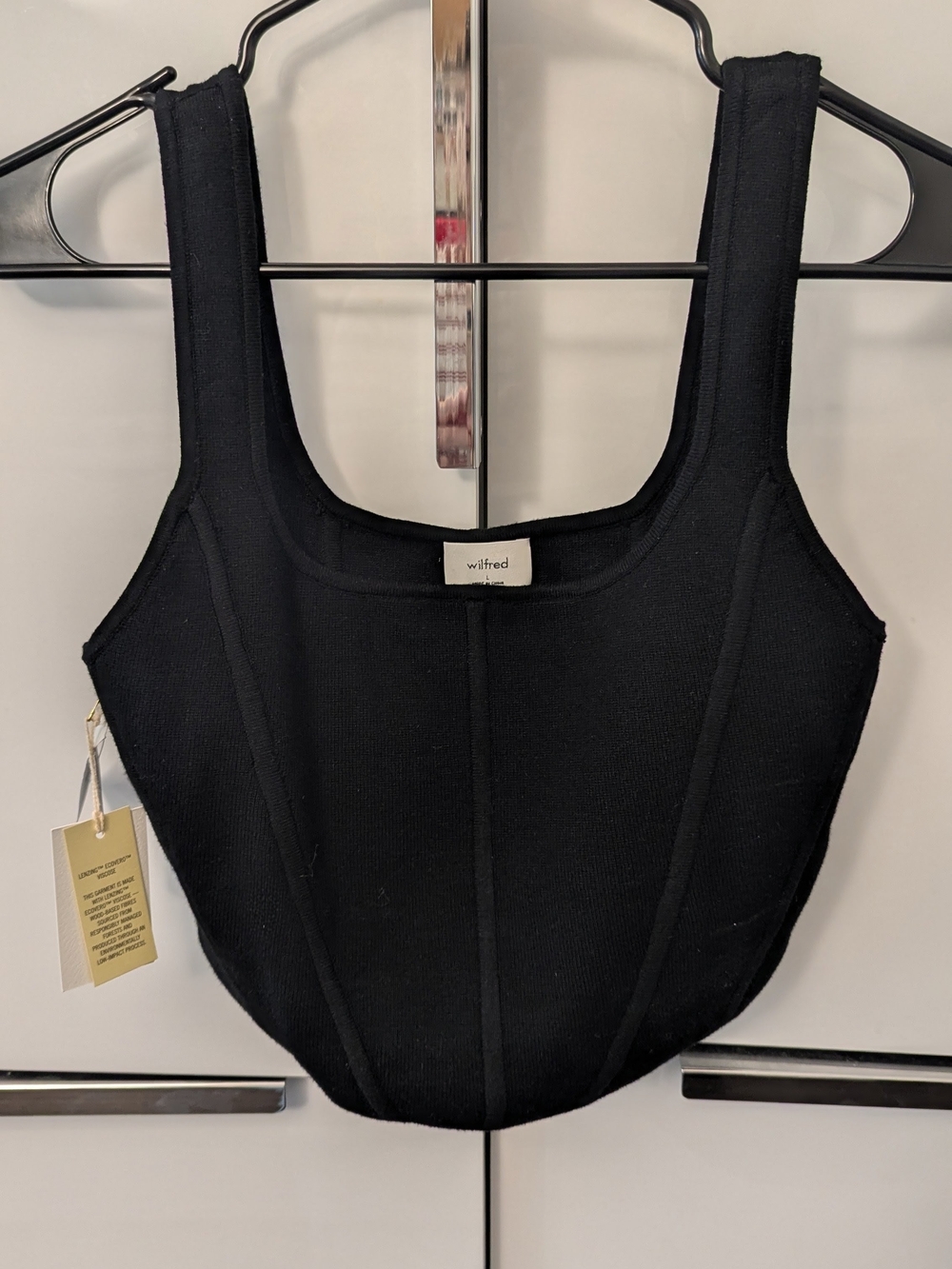 New Wilfred Aritzia Black Ribbed Natalie Tank Top NWT - Large